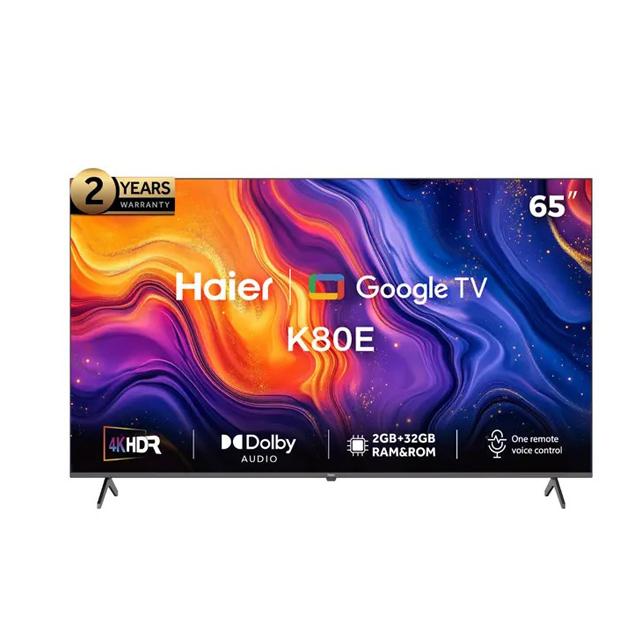 شاشه هاير سمارت 65 بوصة بدقة 4K UHD مع ريسيفر داخلي - H65K80EU